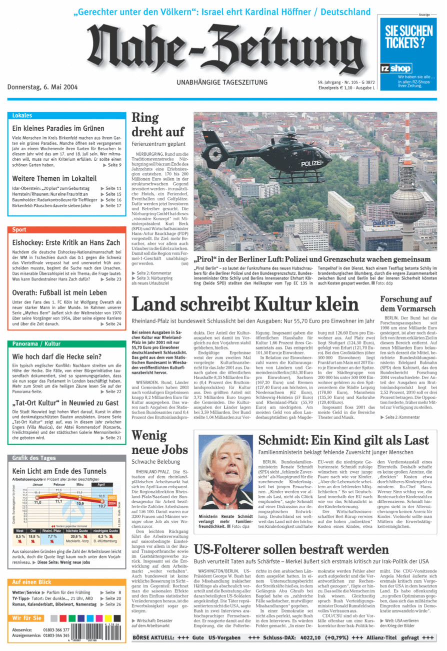 Nahe-Zeitung vom Donnerstag, 06.05.2004