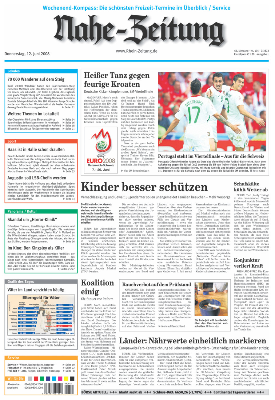 Nahe-Zeitung vom Donnerstag, 12.06.2008