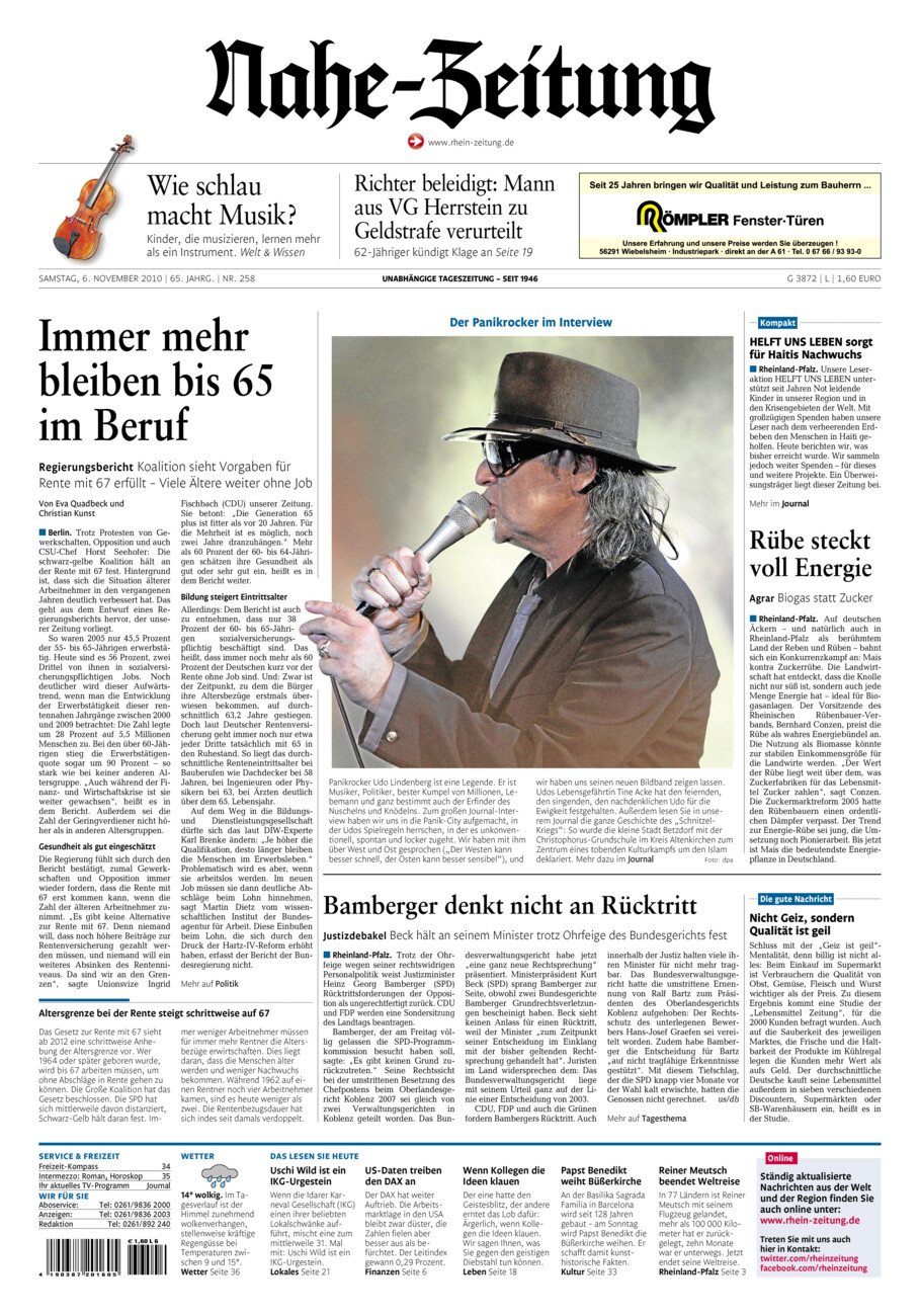 Nahe-Zeitung vom Samstag, 06.11.2010