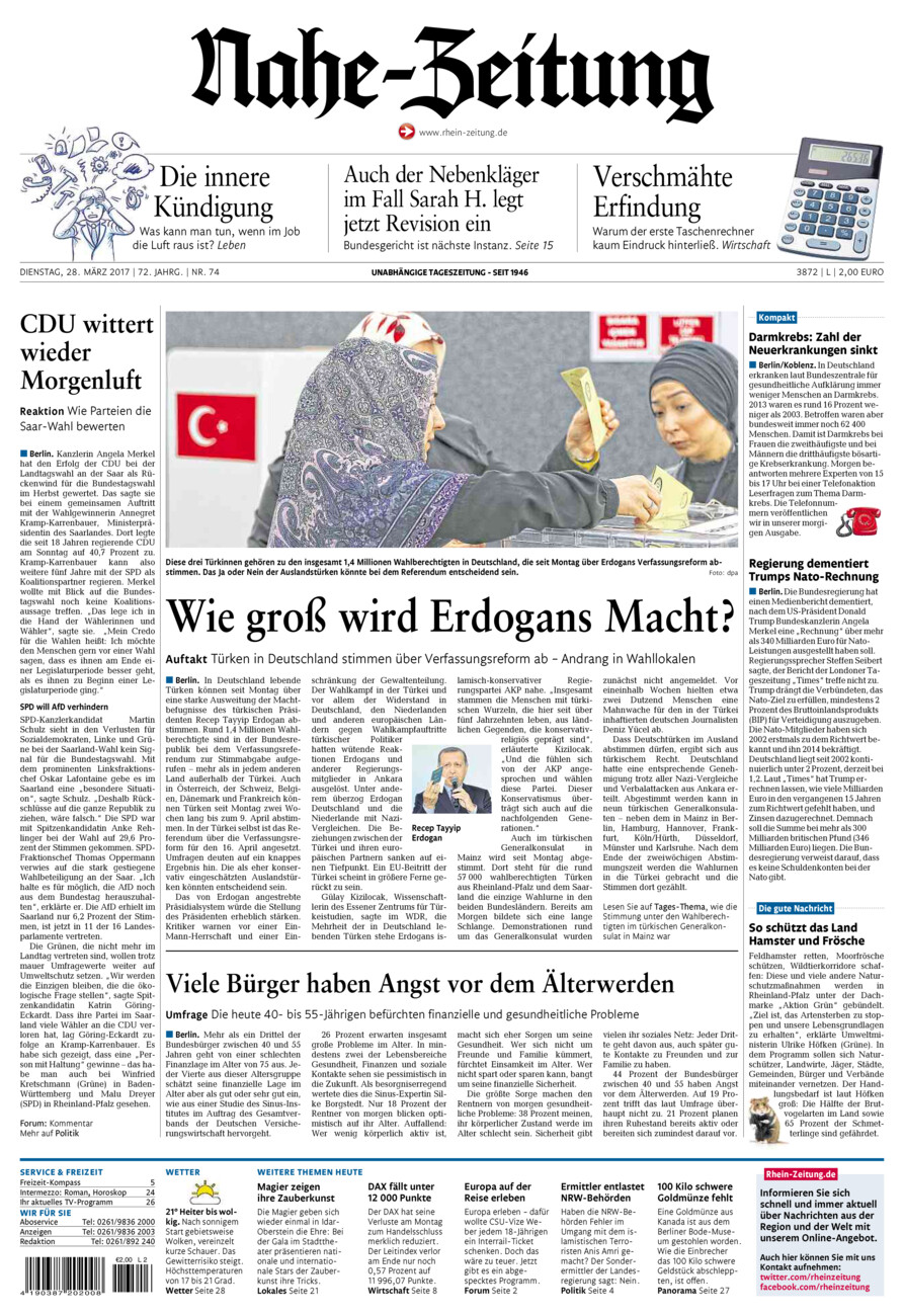 Nahe-Zeitung vom Dienstag, 28.03.2017