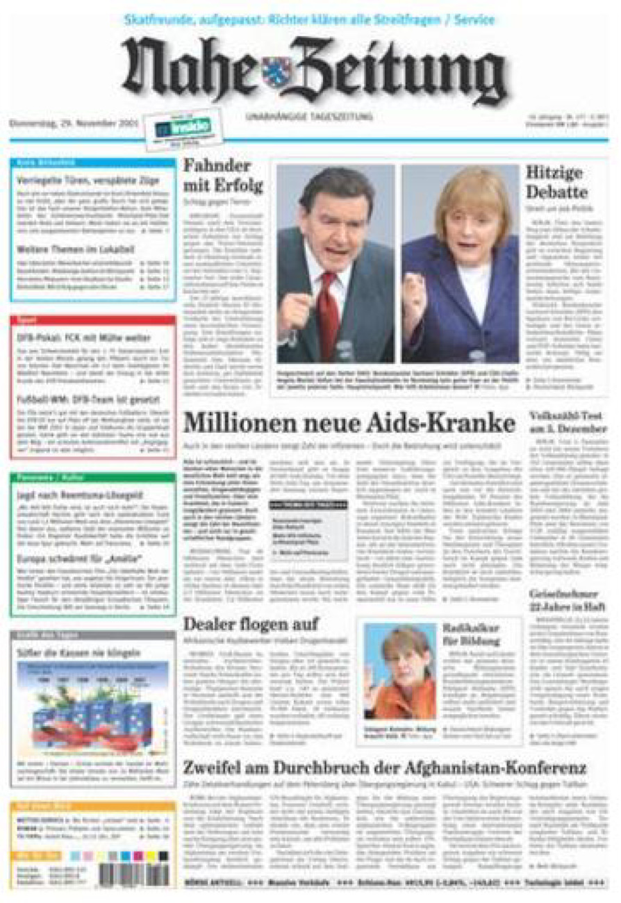 Nahe-Zeitung vom Donnerstag, 29.11.2001
