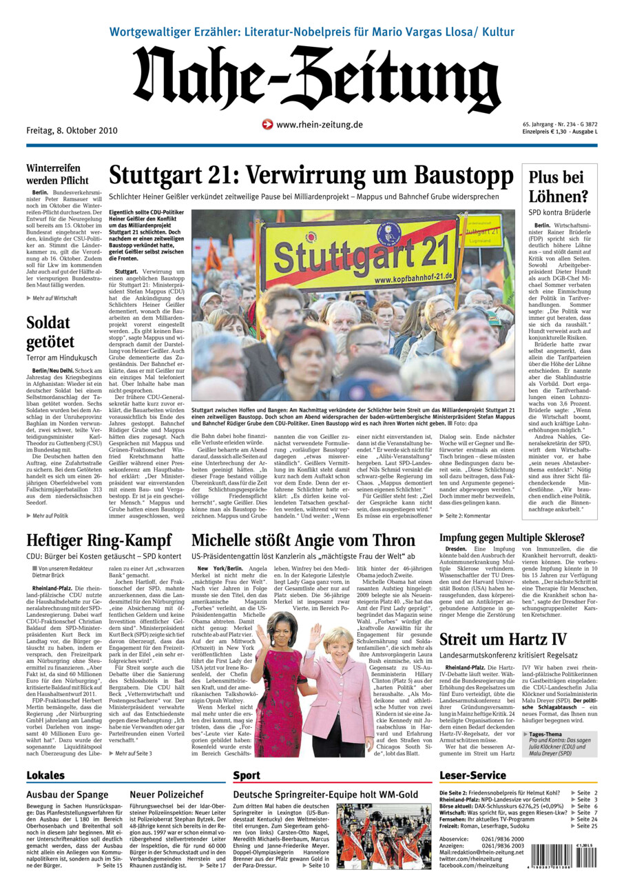 Nahe-Zeitung vom Freitag, 08.10.2010