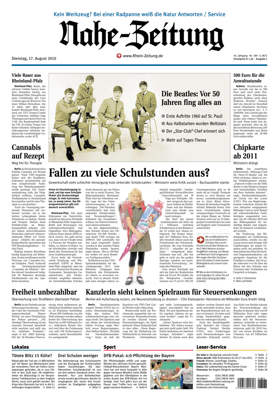 Nahe-Zeitung vom Dienstag, 17.08.2010