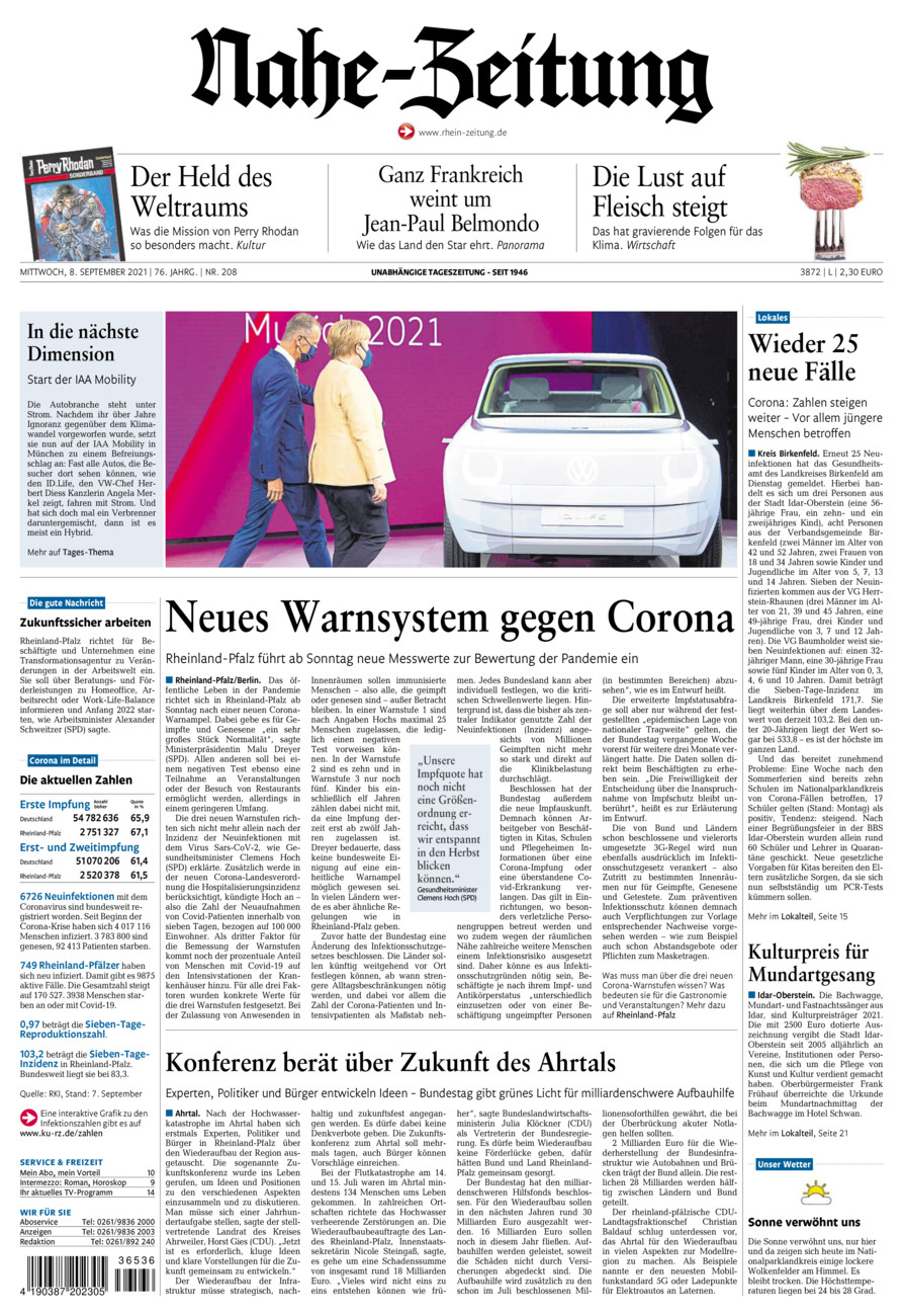 Nahe-Zeitung vom Mittwoch, 08.09.2021