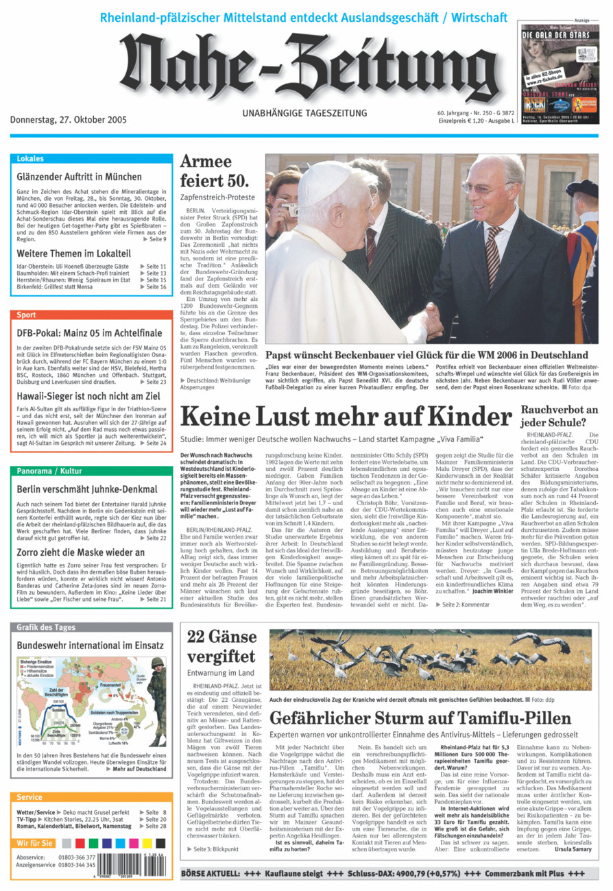 Nahe-Zeitung vom Donnerstag, 27.10.2005