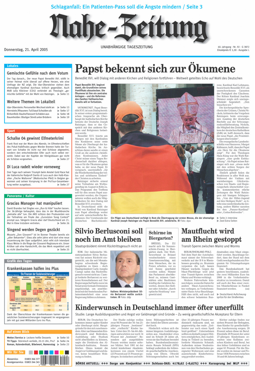 Nahe-Zeitung vom Donnerstag, 21.04.2005