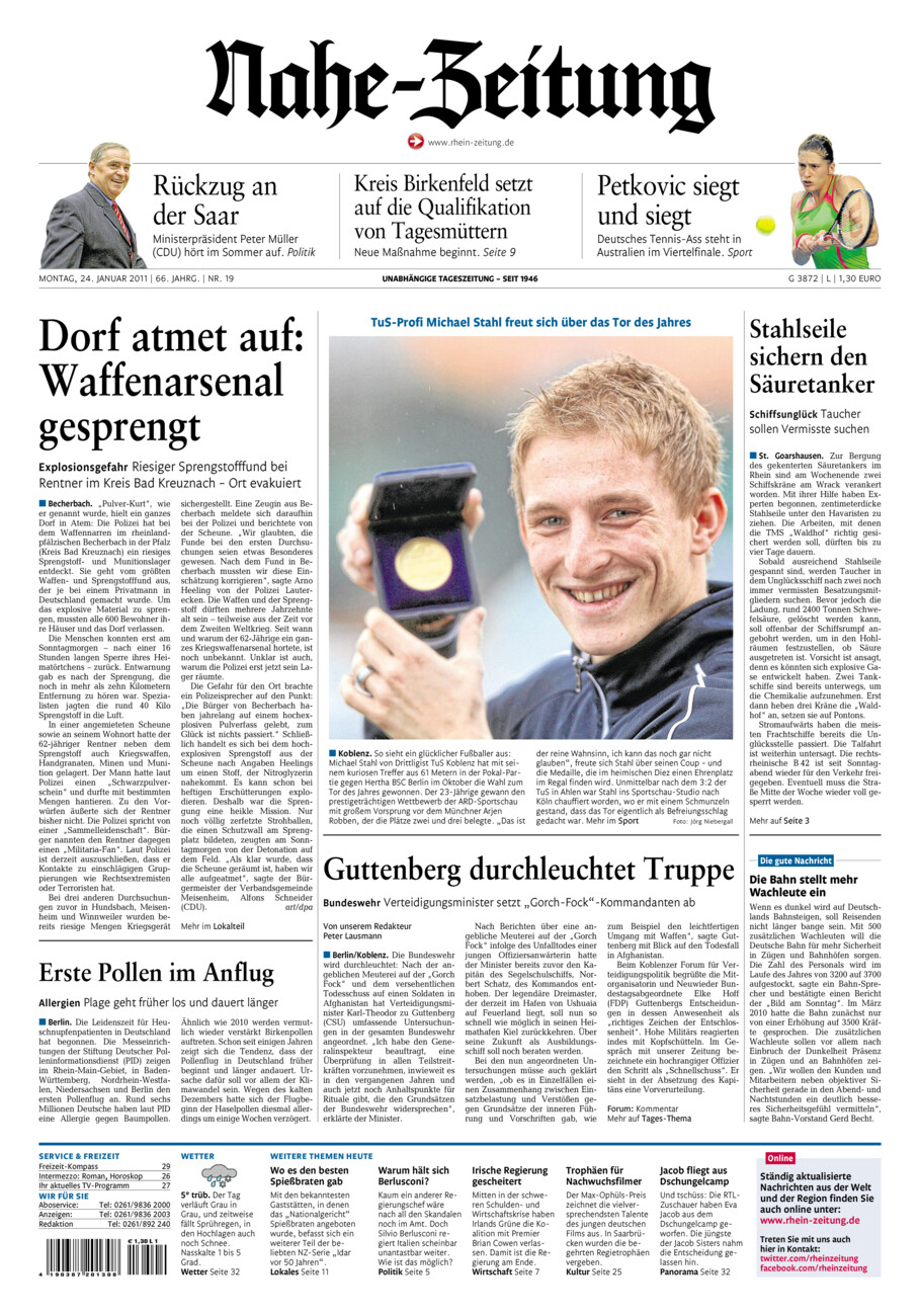 Nahe-Zeitung vom Montag, 24.01.2011
