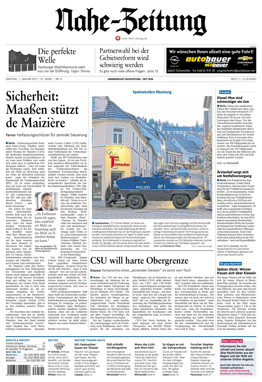 Nahe-Zeitung vom Samstag, 07.01.2017