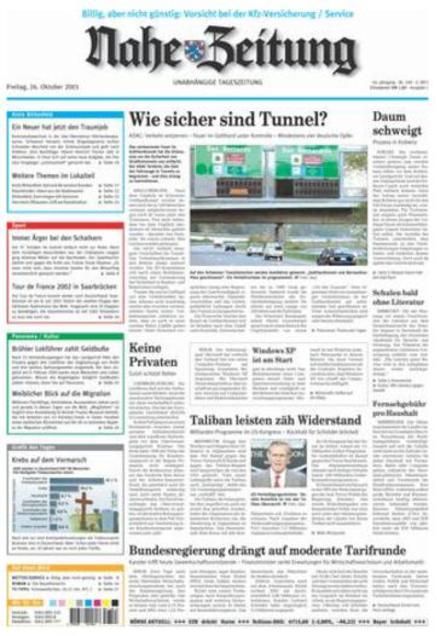 Nahe-Zeitung vom Freitag, 26.10.2001