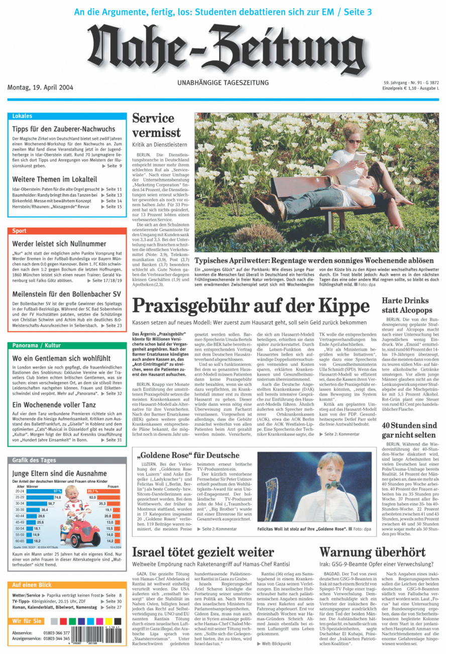 Nahe-Zeitung vom Montag, 19.04.2004