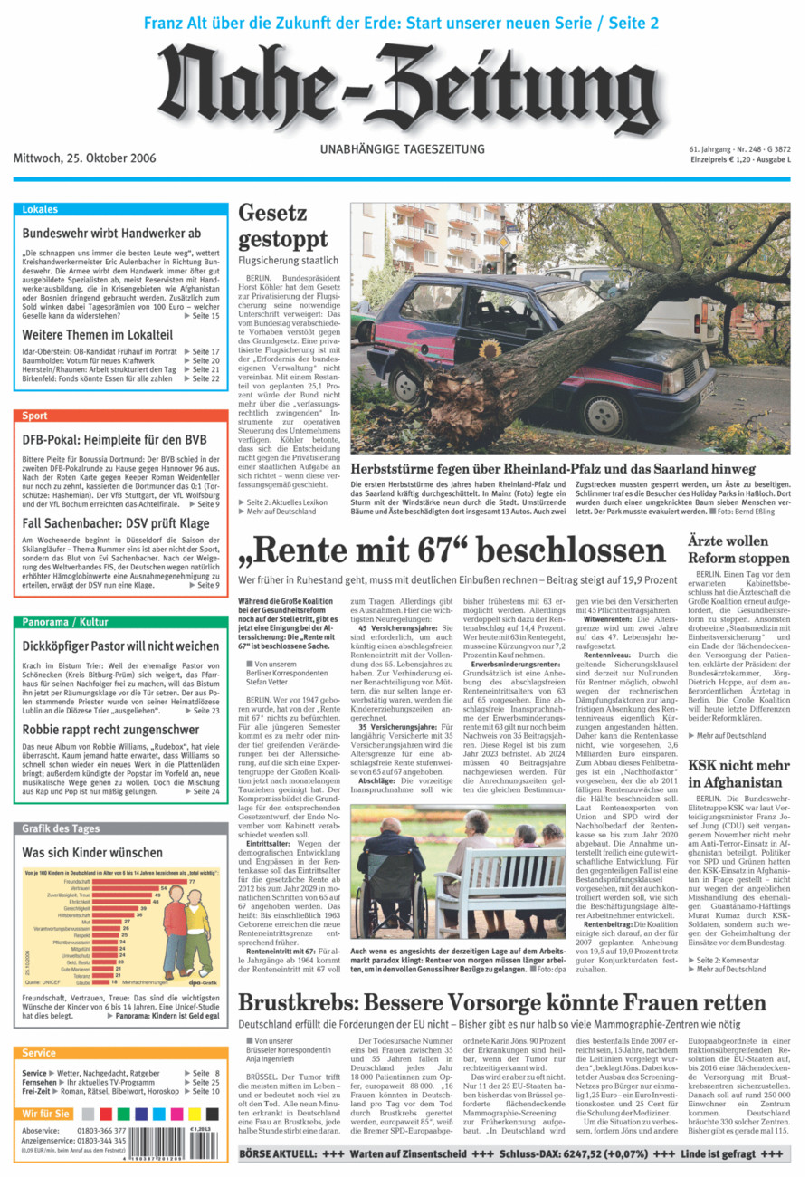 Nahe-Zeitung vom Mittwoch, 25.10.2006