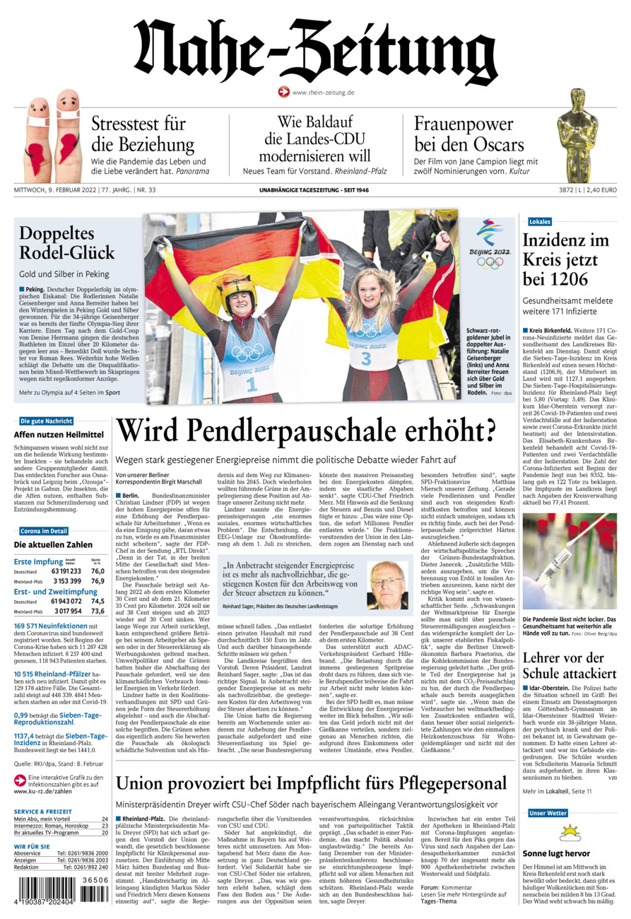 Nahe-Zeitung vom Mittwoch, 09.02.2022