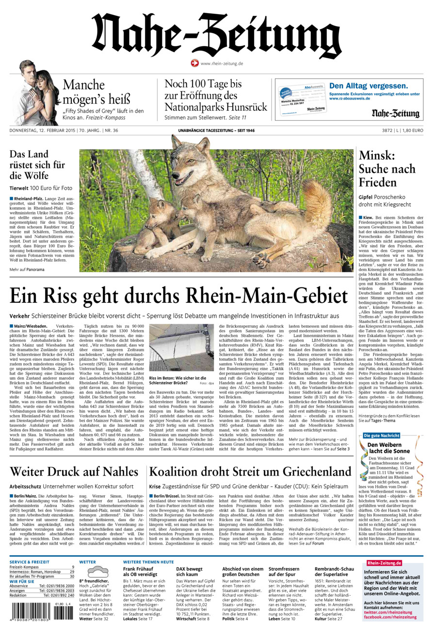 Nahe-Zeitung vom Donnerstag, 12.02.2015