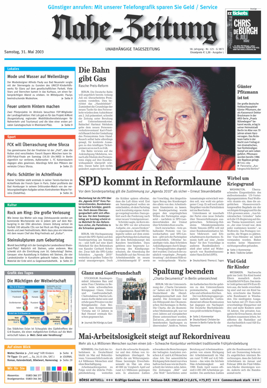 Nahe-Zeitung vom Samstag, 31.05.2003