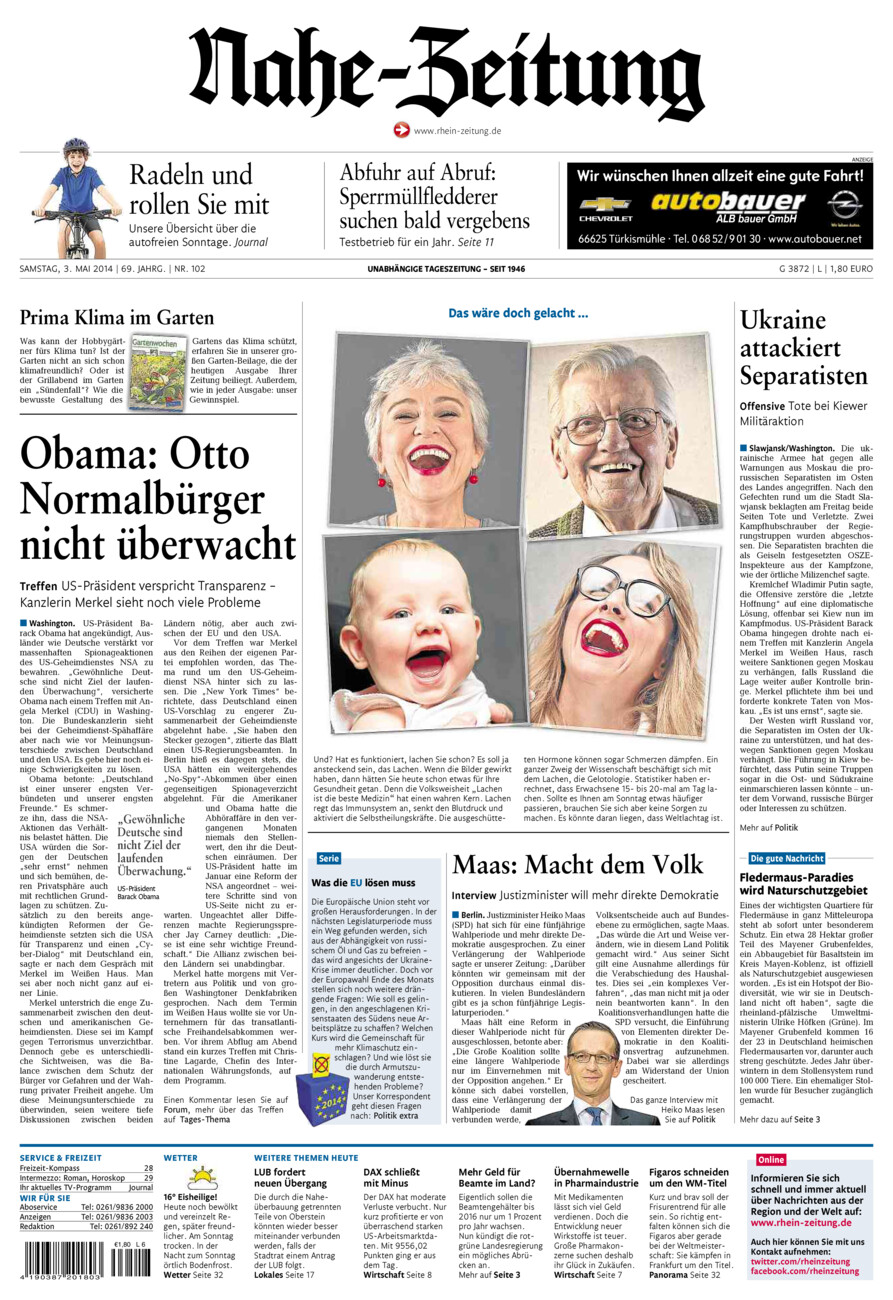 Nahe-Zeitung vom Samstag, 03.05.2014