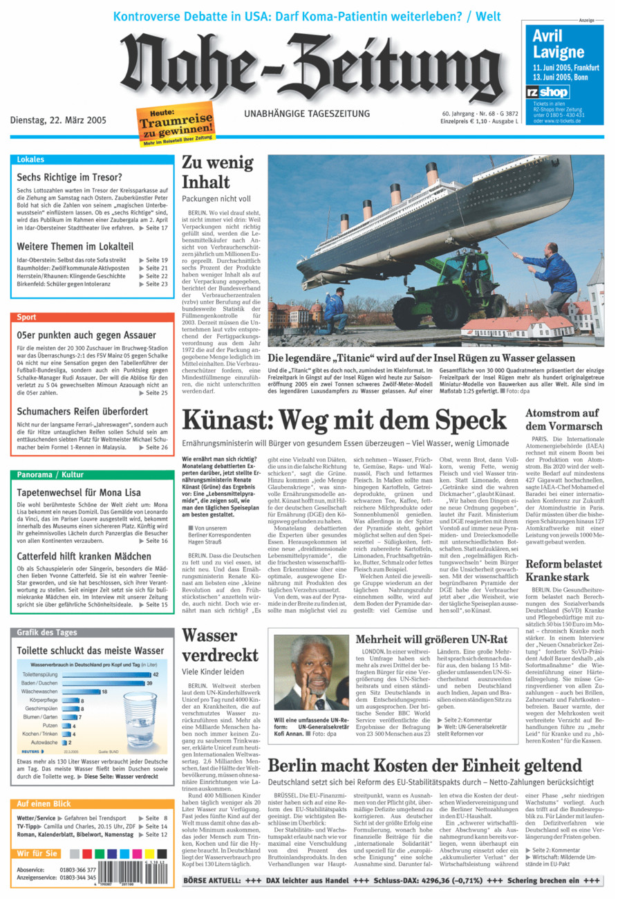 Nahe-Zeitung vom Dienstag, 22.03.2005