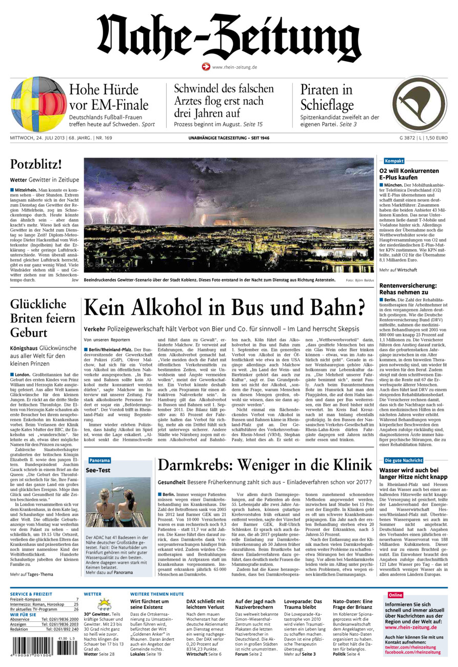 Nahe-Zeitung vom Mittwoch, 24.07.2013