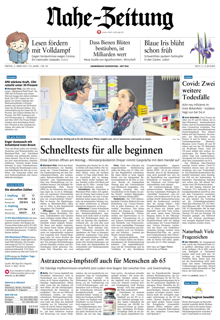 Nahe-Zeitung vom Freitag, 05.03.2021