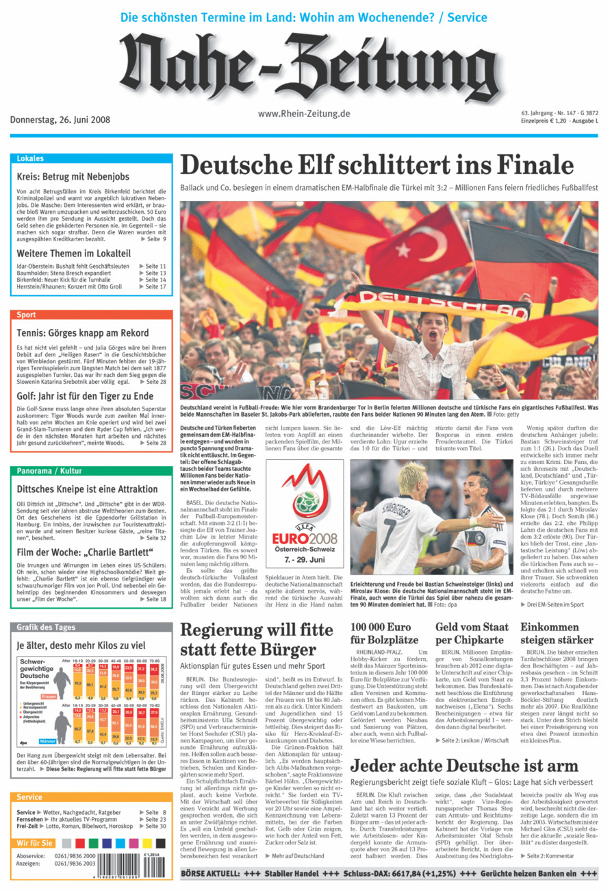 Nahe-Zeitung vom Donnerstag, 26.06.2008