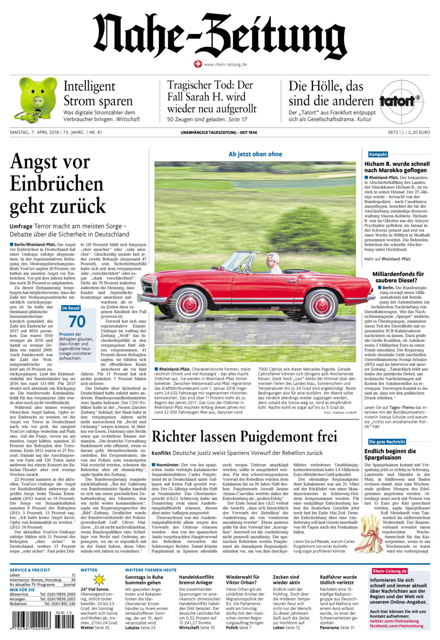 Nahe-Zeitung vom Samstag, 07.04.2018