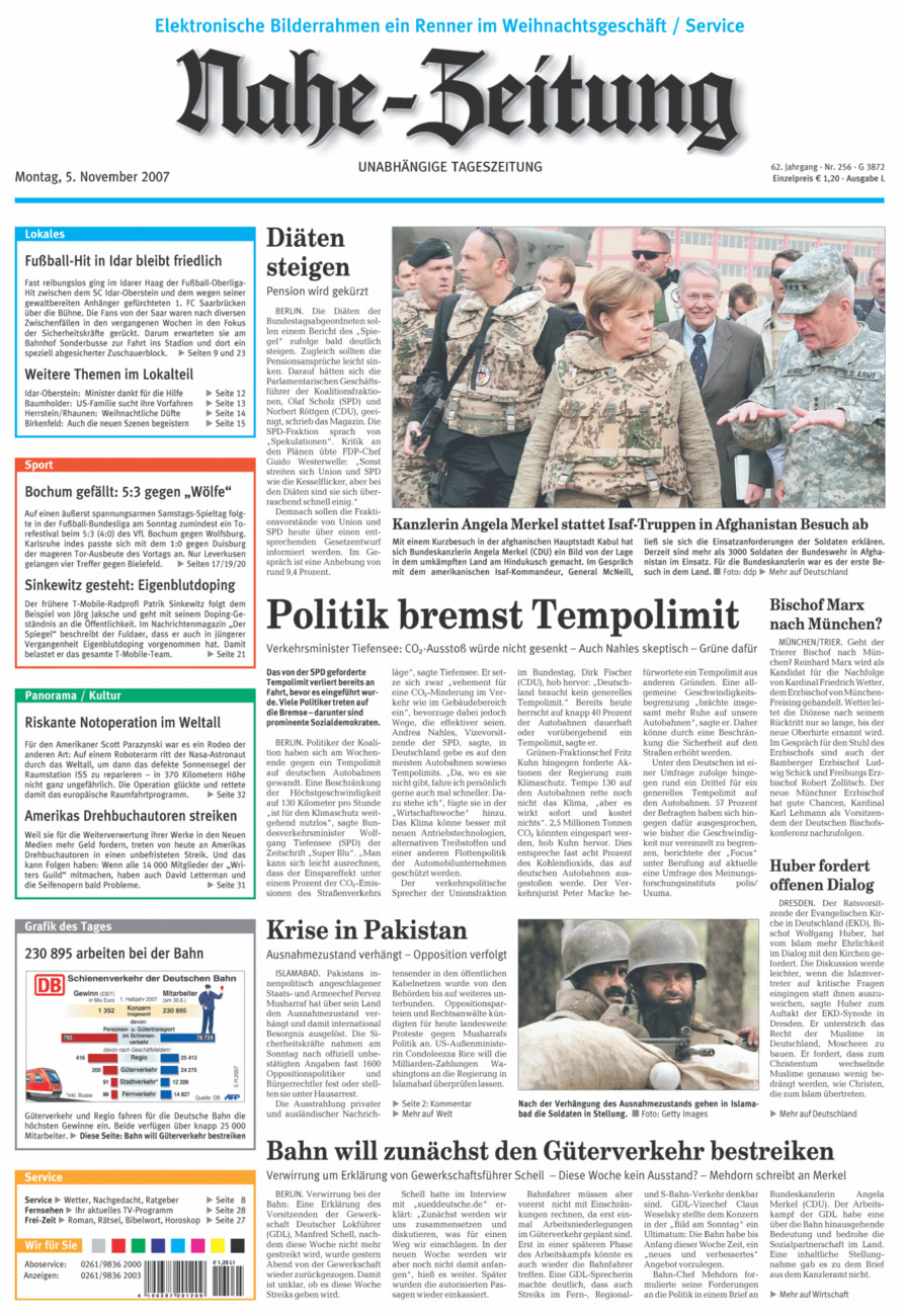 Nahe-Zeitung vom Montag, 05.11.2007