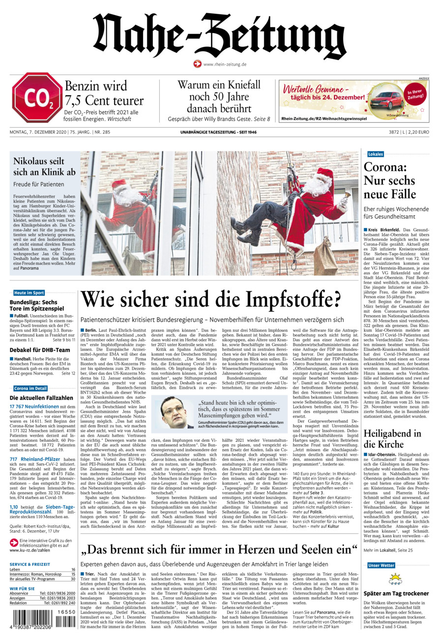 Nahe-Zeitung vom Montag, 07.12.2020