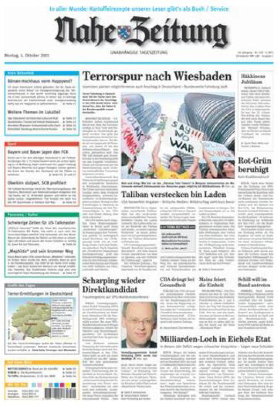 Nahe-Zeitung vom Montag, 01.10.2001