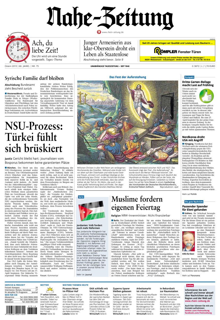 Nahe-Zeitung vom Samstag, 30.03.2013