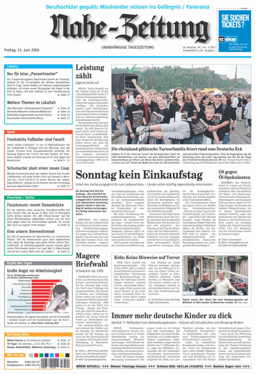 Nahe-Zeitung vom Freitag, 11.06.2004