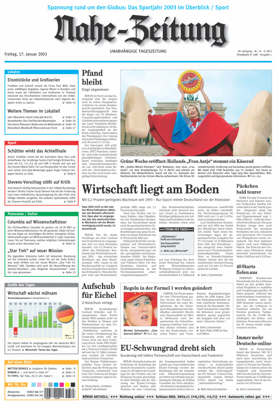 Nahe-Zeitung vom Freitag, 17.01.2003