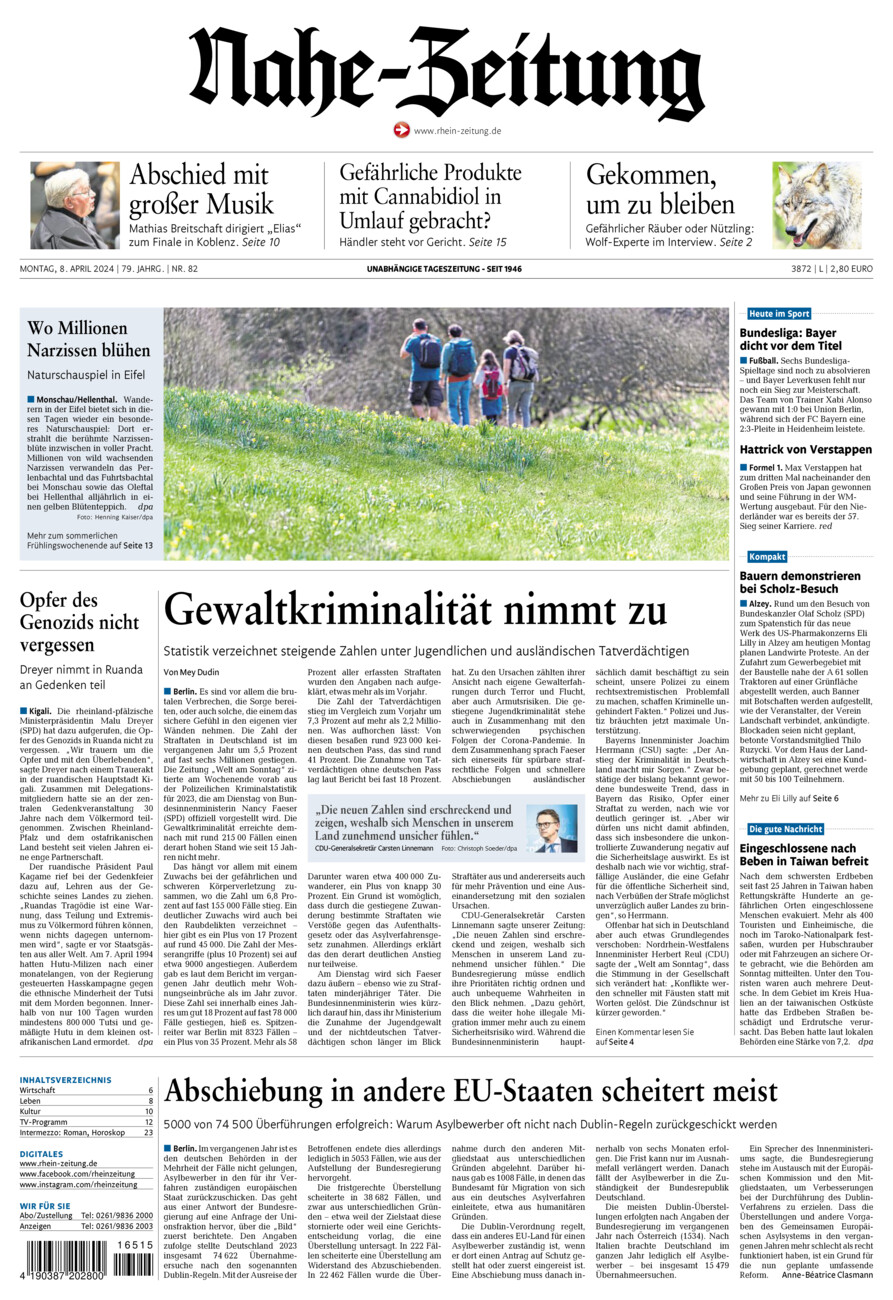 Nahe-Zeitung vom Montag, 08.04.2024