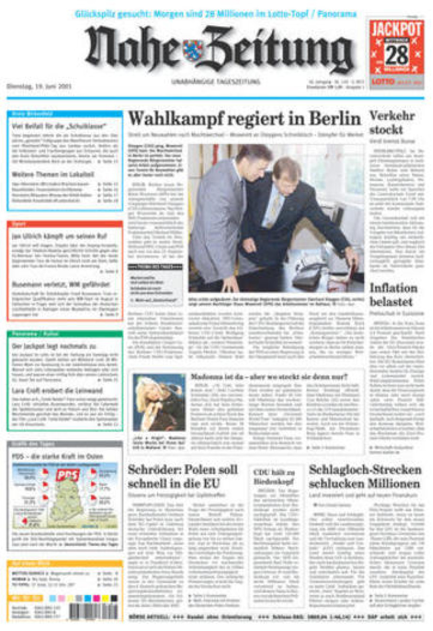 Nahe-Zeitung vom Dienstag, 19.06.2001