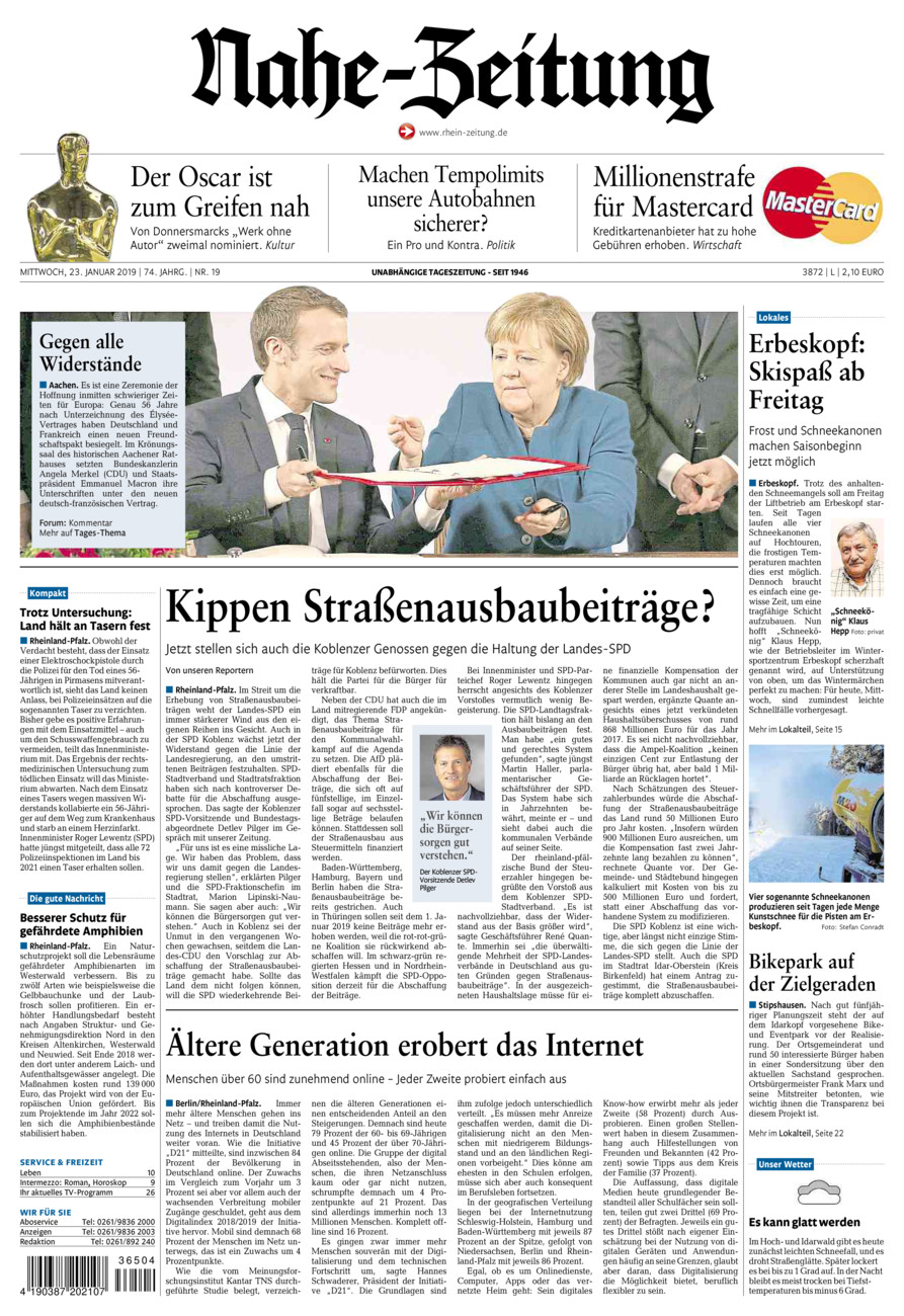 Nahe-Zeitung vom Mittwoch, 23.01.2019