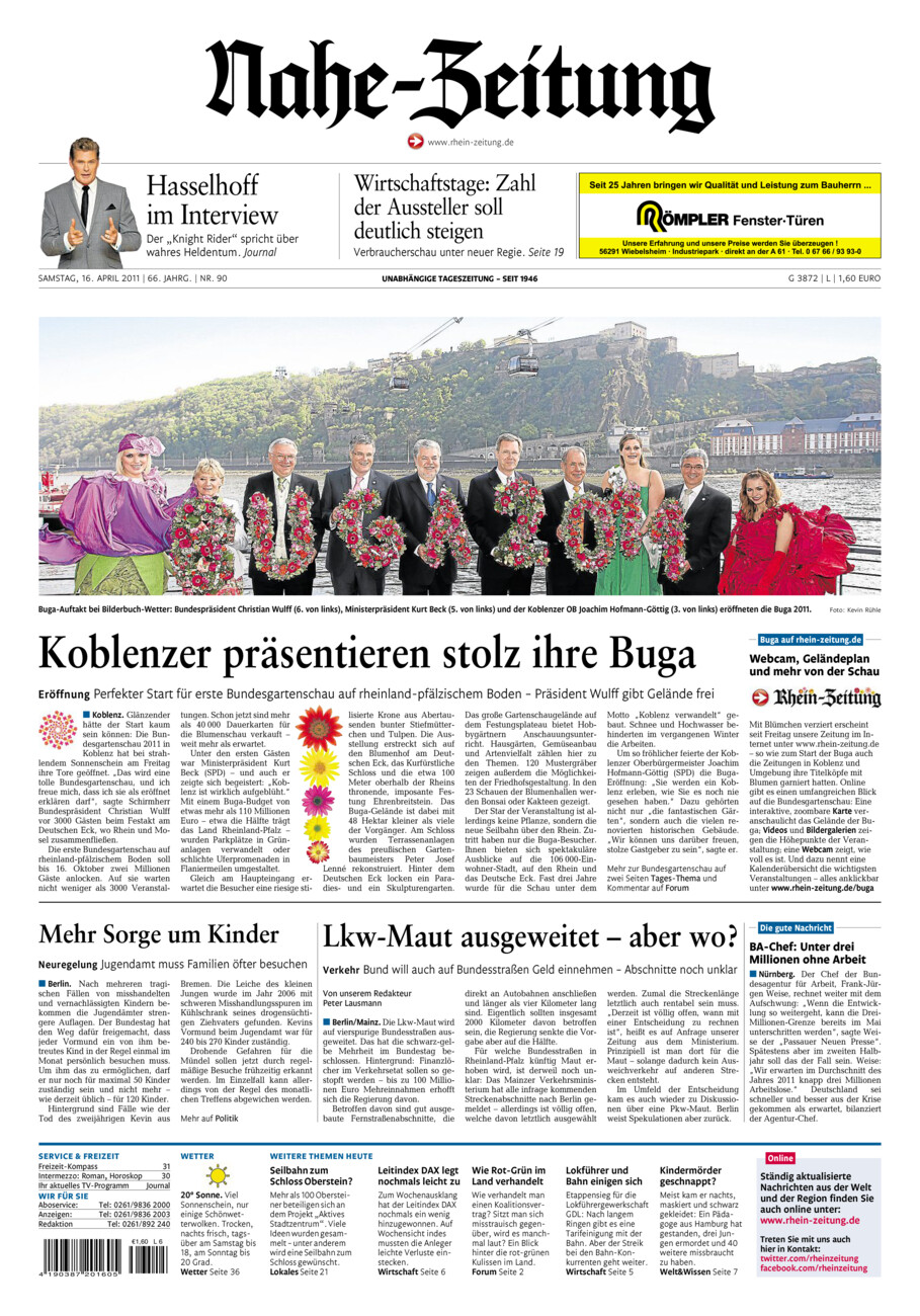 Nahe-Zeitung vom Samstag, 16.04.2011