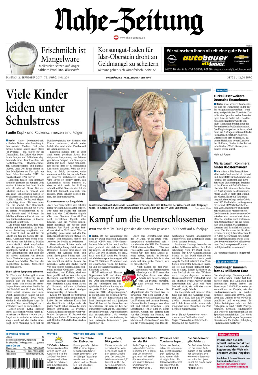 Nahe-Zeitung vom Samstag, 02.09.2017