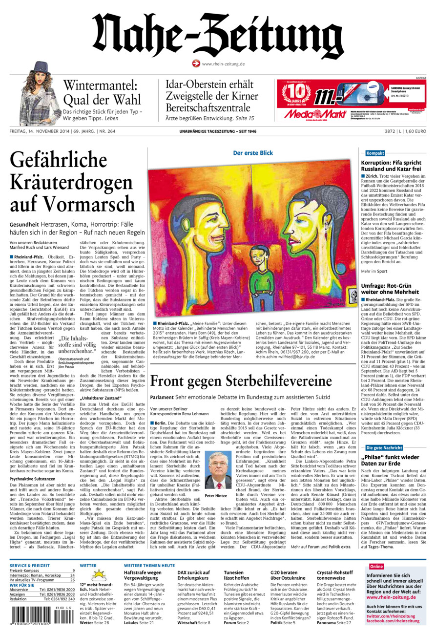 Nahe-Zeitung vom Freitag, 14.11.2014
