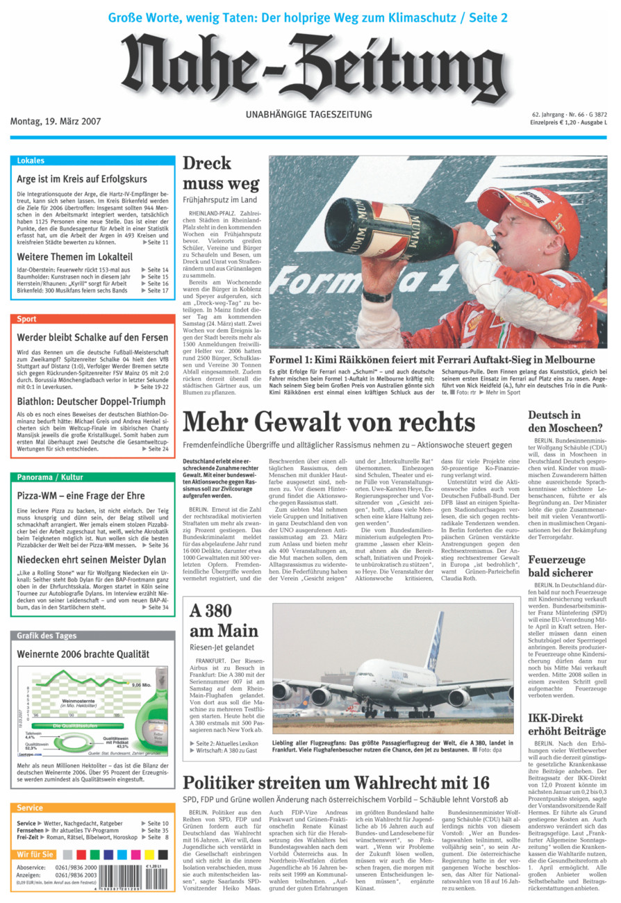 Nahe-Zeitung vom Montag, 19.03.2007