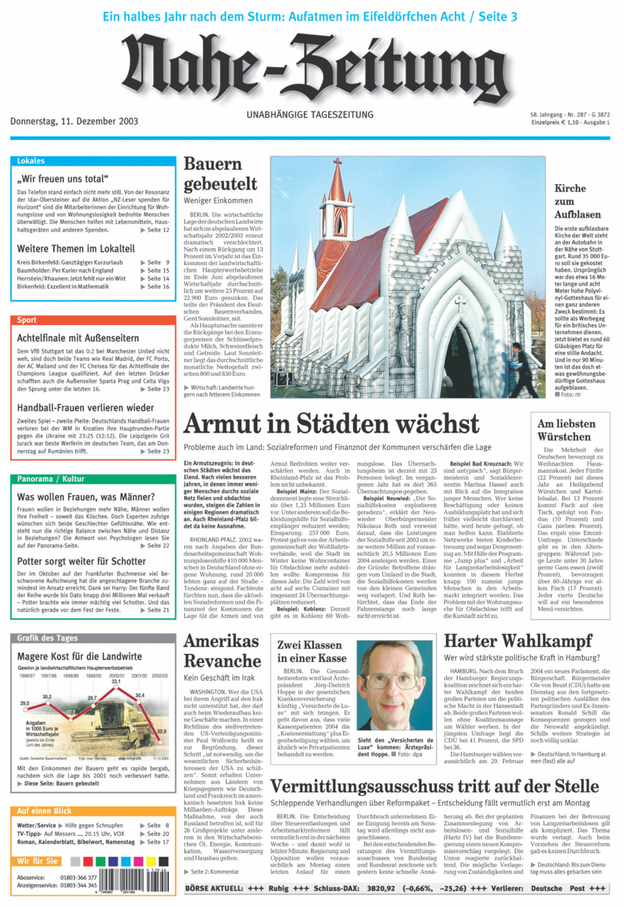 Nahe-Zeitung vom Donnerstag, 11.12.2003