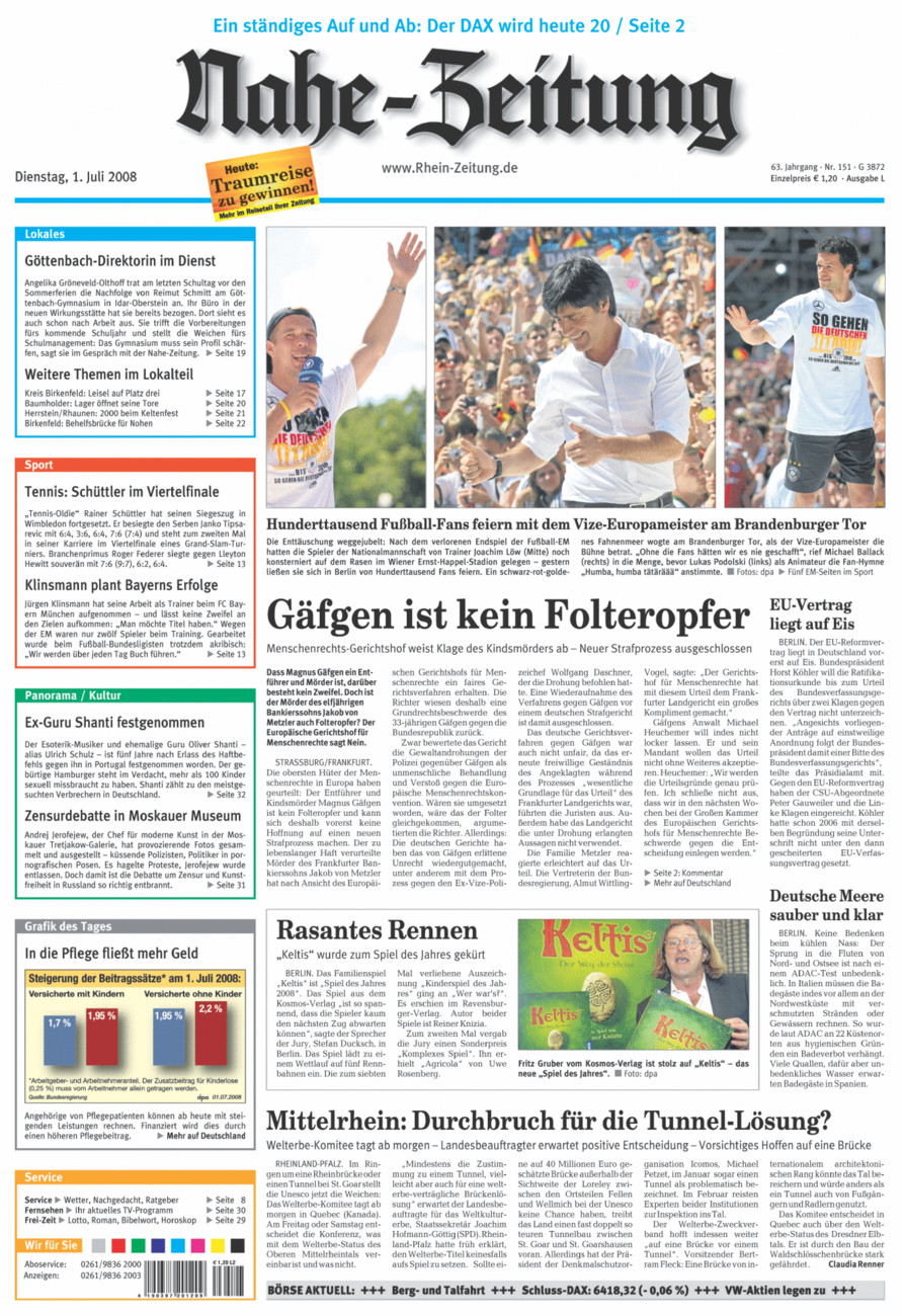 Nahe-Zeitung vom Dienstag, 01.07.2008