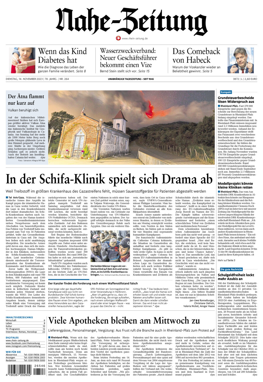 Nahe-Zeitung vom Dienstag, 14.11.2023