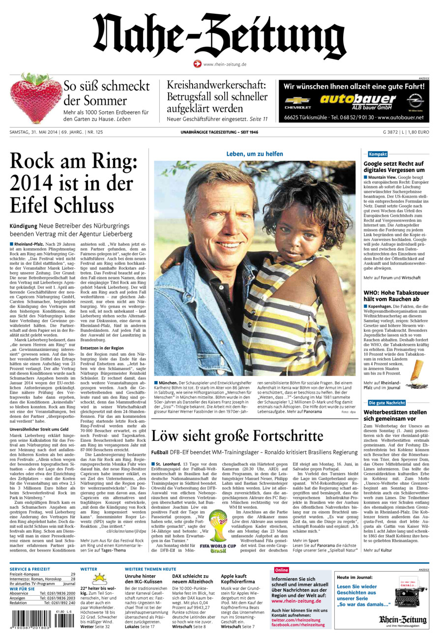 Nahe-Zeitung vom Samstag, 31.05.2014