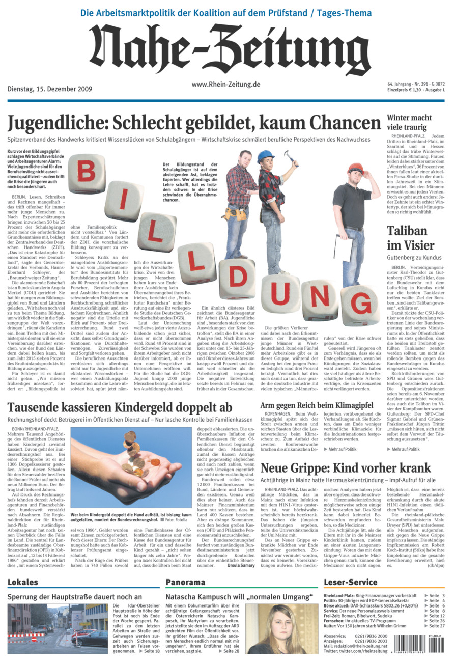 Nahe-Zeitung vom Dienstag, 15.12.2009
