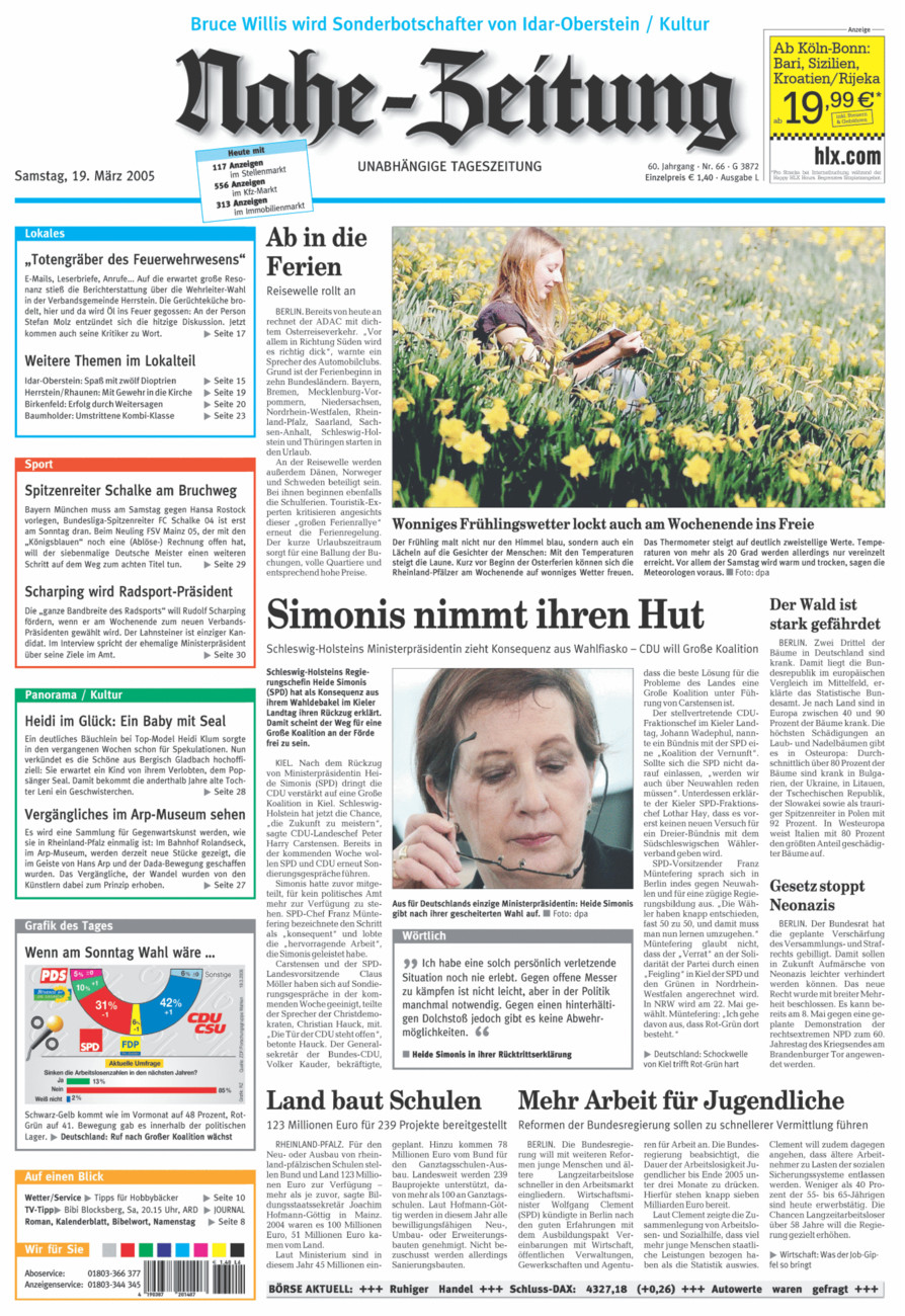Nahe-Zeitung vom Samstag, 19.03.2005