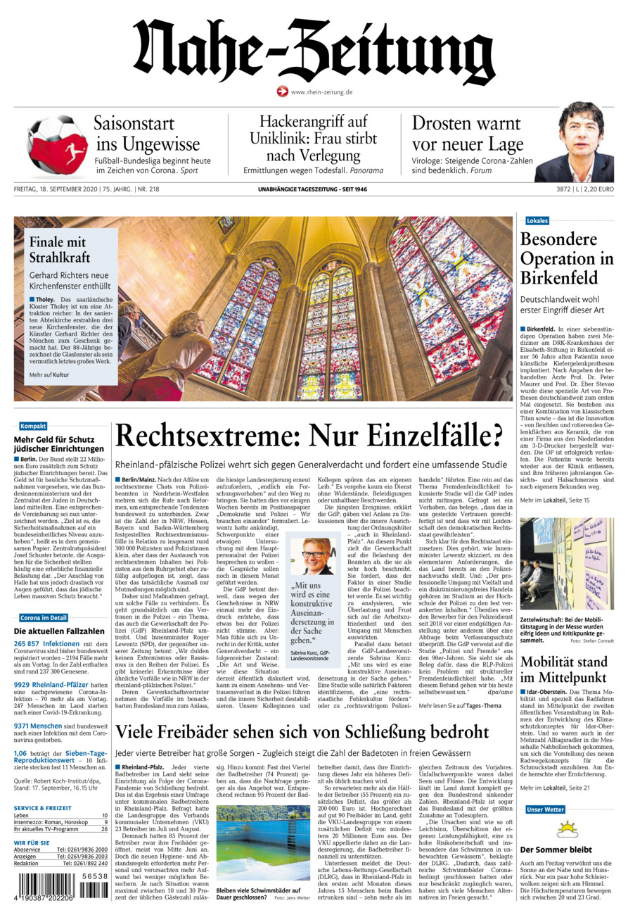 Nahe-Zeitung vom Freitag, 18.09.2020