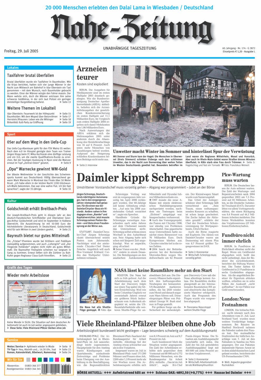 Nahe-Zeitung vom Freitag, 29.07.2005