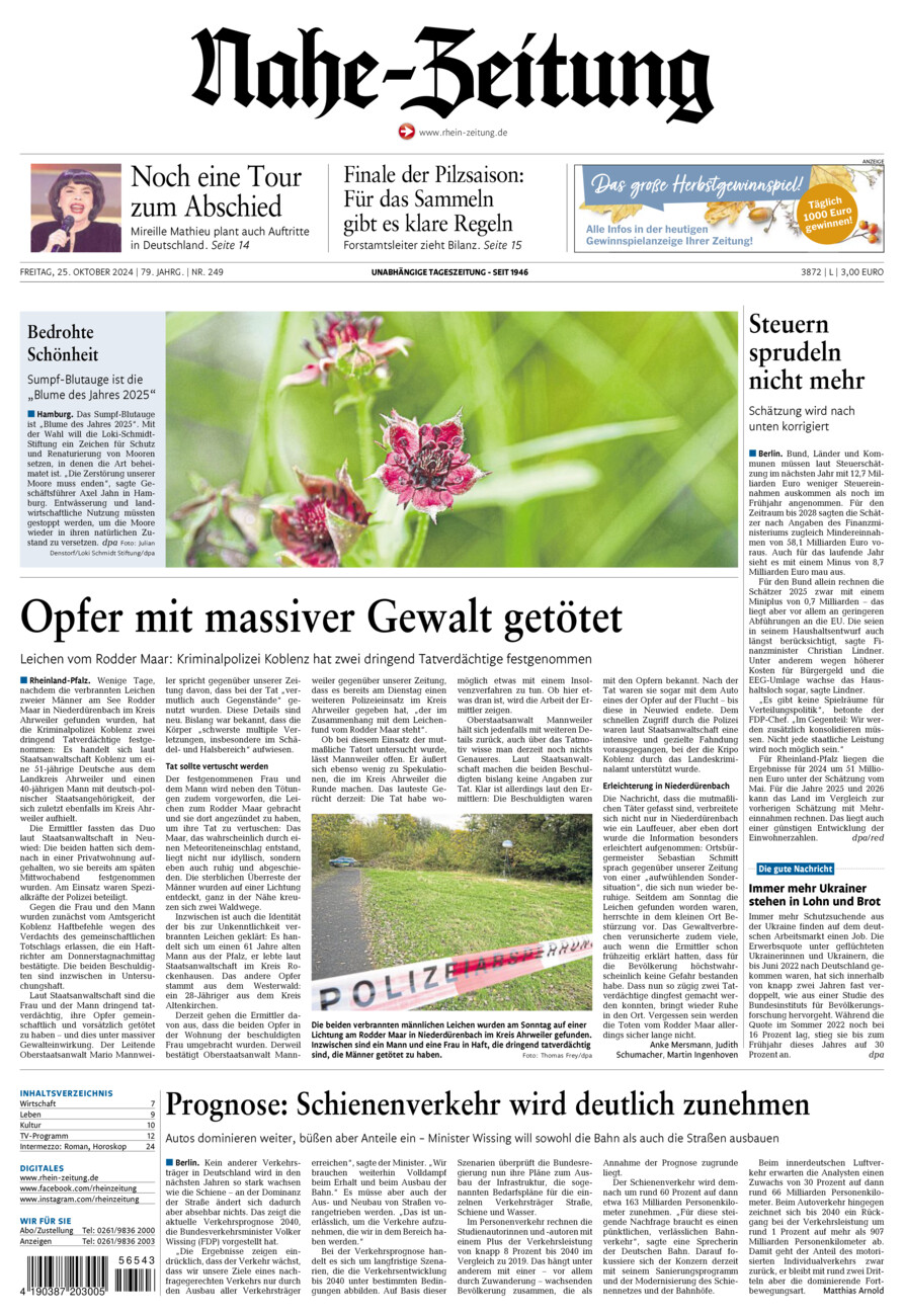 Nahe-Zeitung vom Freitag, 25.10.2024