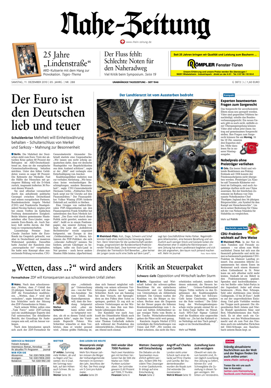 Nahe-Zeitung vom Samstag, 11.12.2010