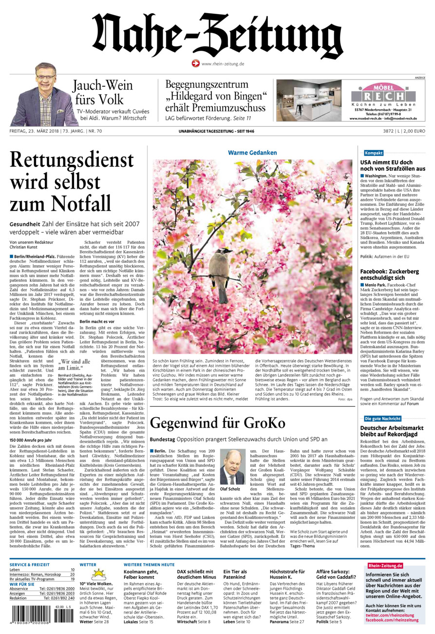 Nahe-Zeitung vom Freitag, 23.03.2018