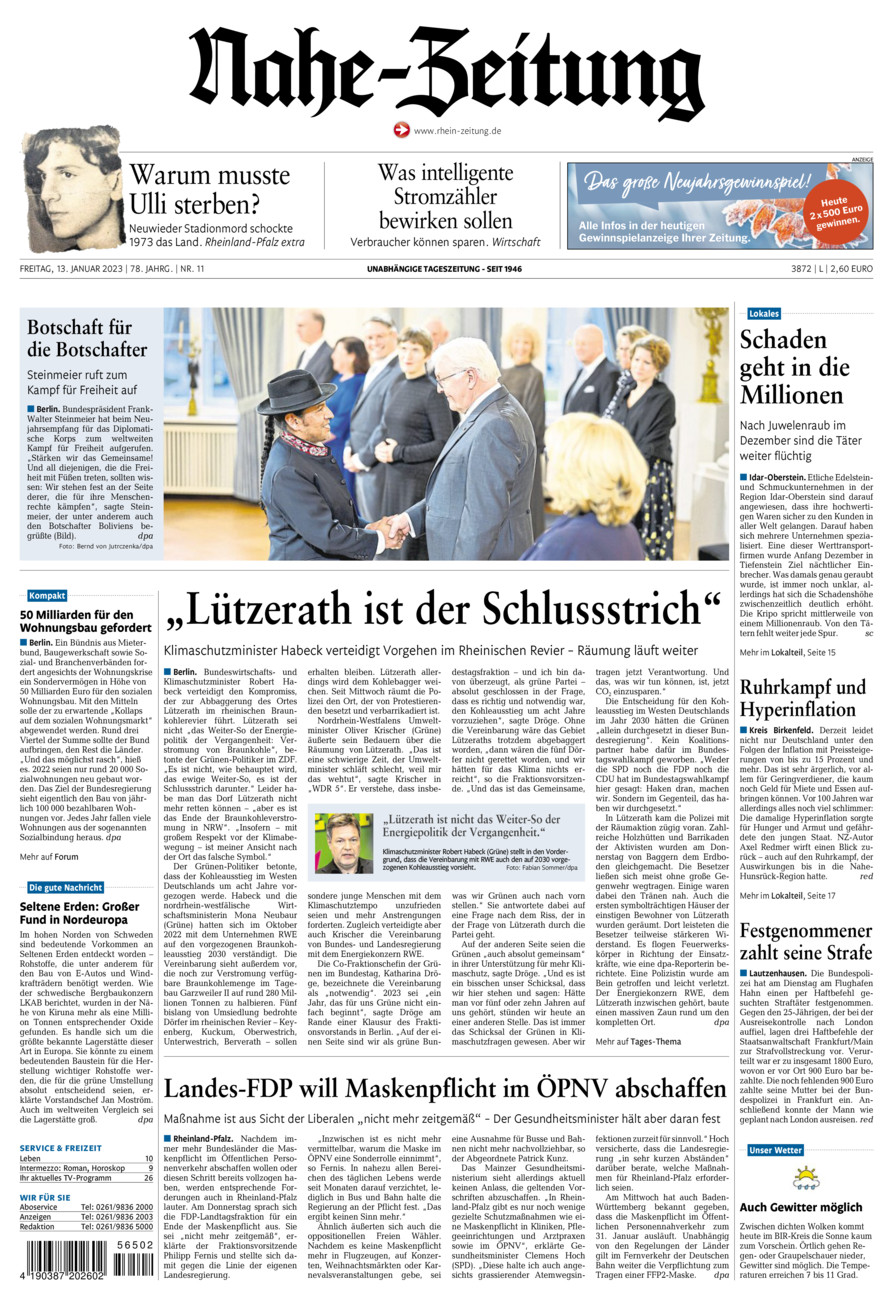 Nahe-Zeitung vom Freitag, 13.01.2023