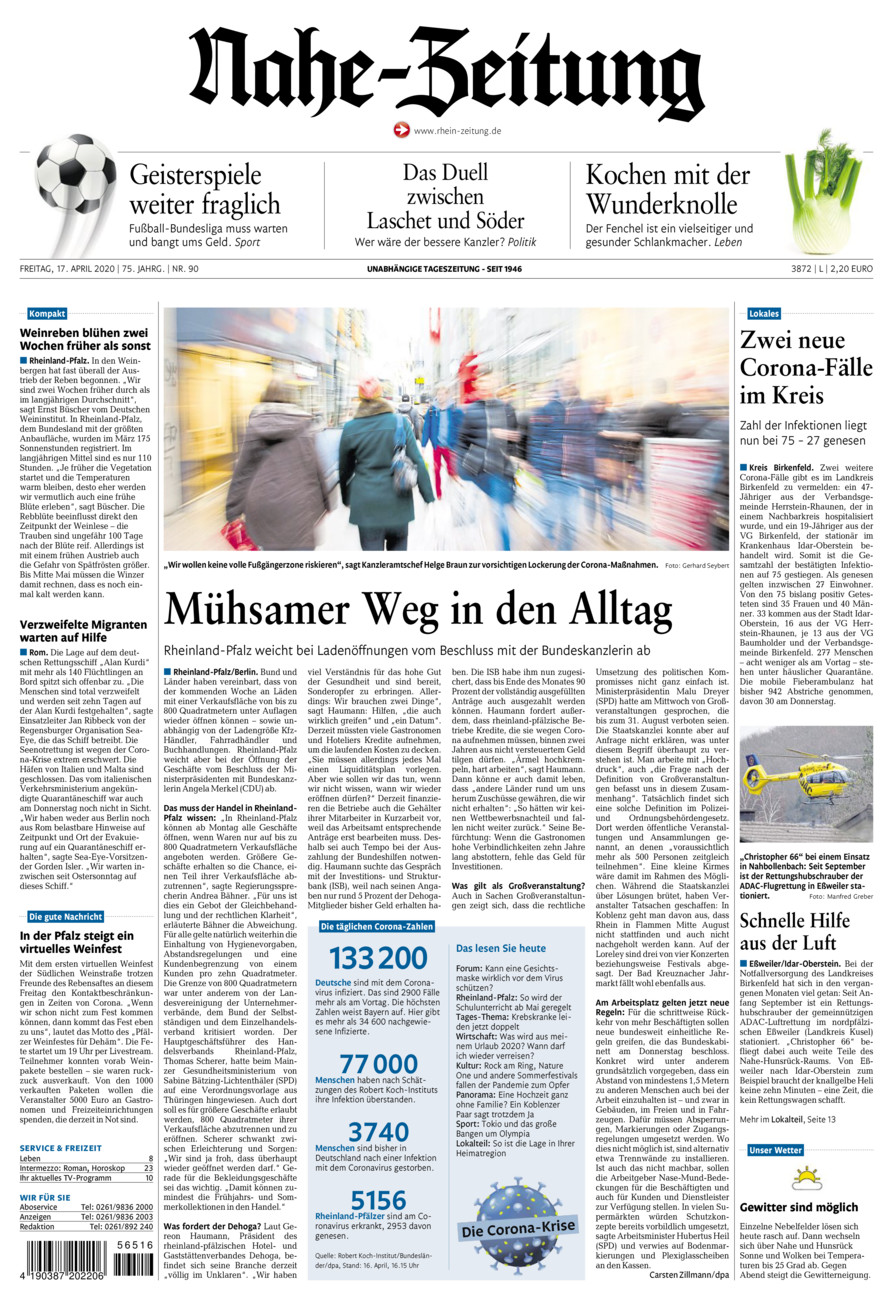 Nahe-Zeitung vom Freitag, 17.04.2020